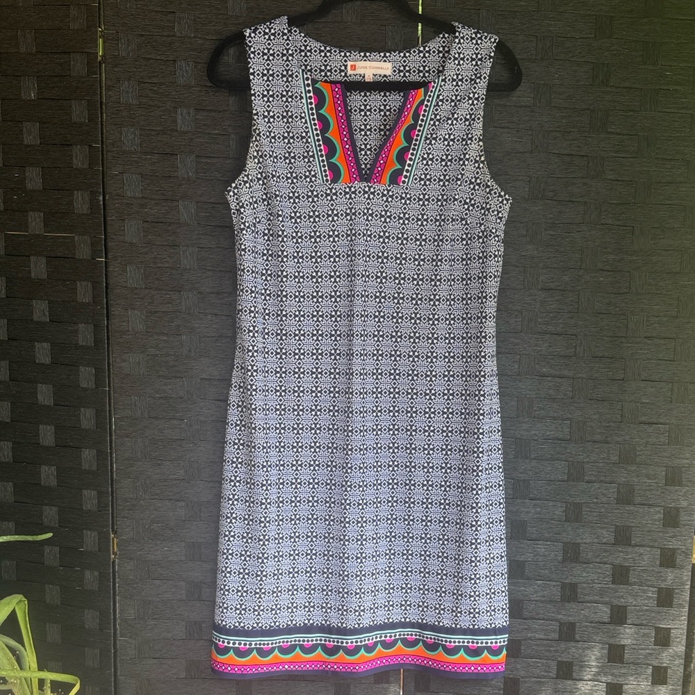 Jude Connally Blue and White Geometric Dress